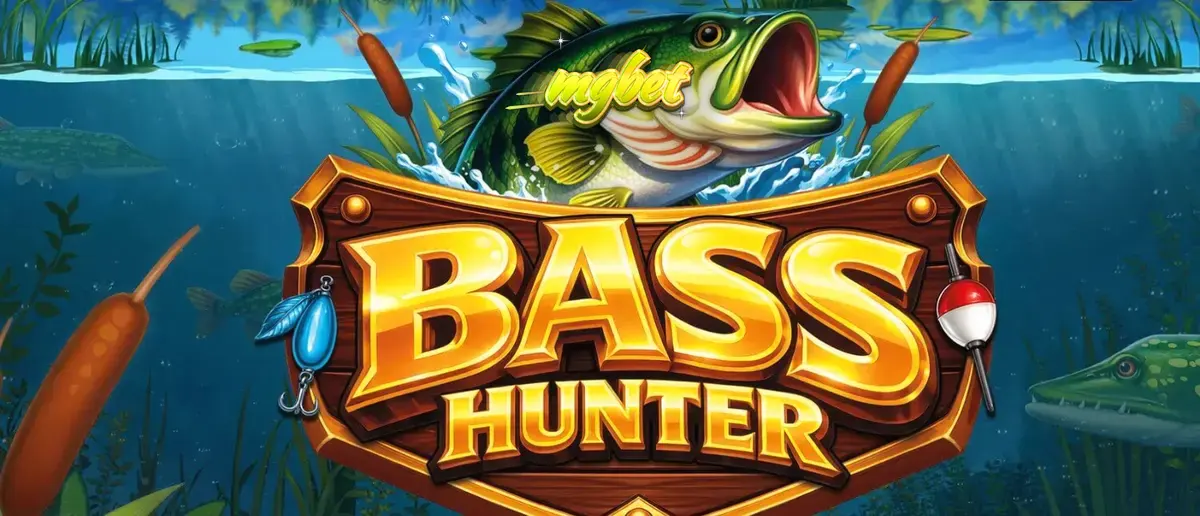Interface subaquática do slot Bass Hunter com símbolos de peixes flutuando